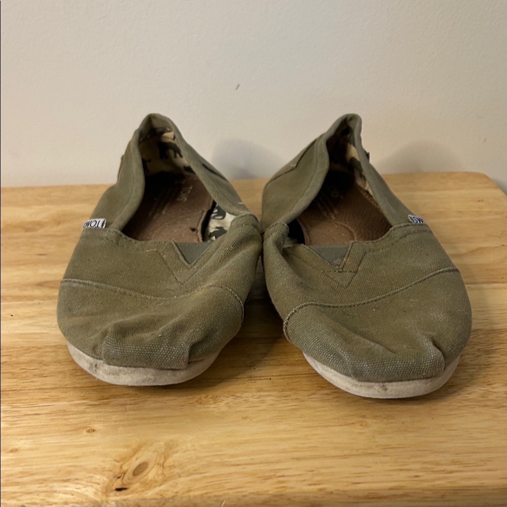 TOMS Khaki Canvas Slip-Ons
